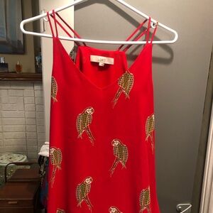 LOFT Camisole Red with Parrots Size Small